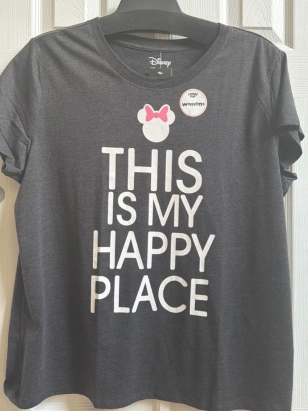 NWT Disney Minnie Mouse This Is My Happy Place Gray T-Shirt Size 2XL Family Fun